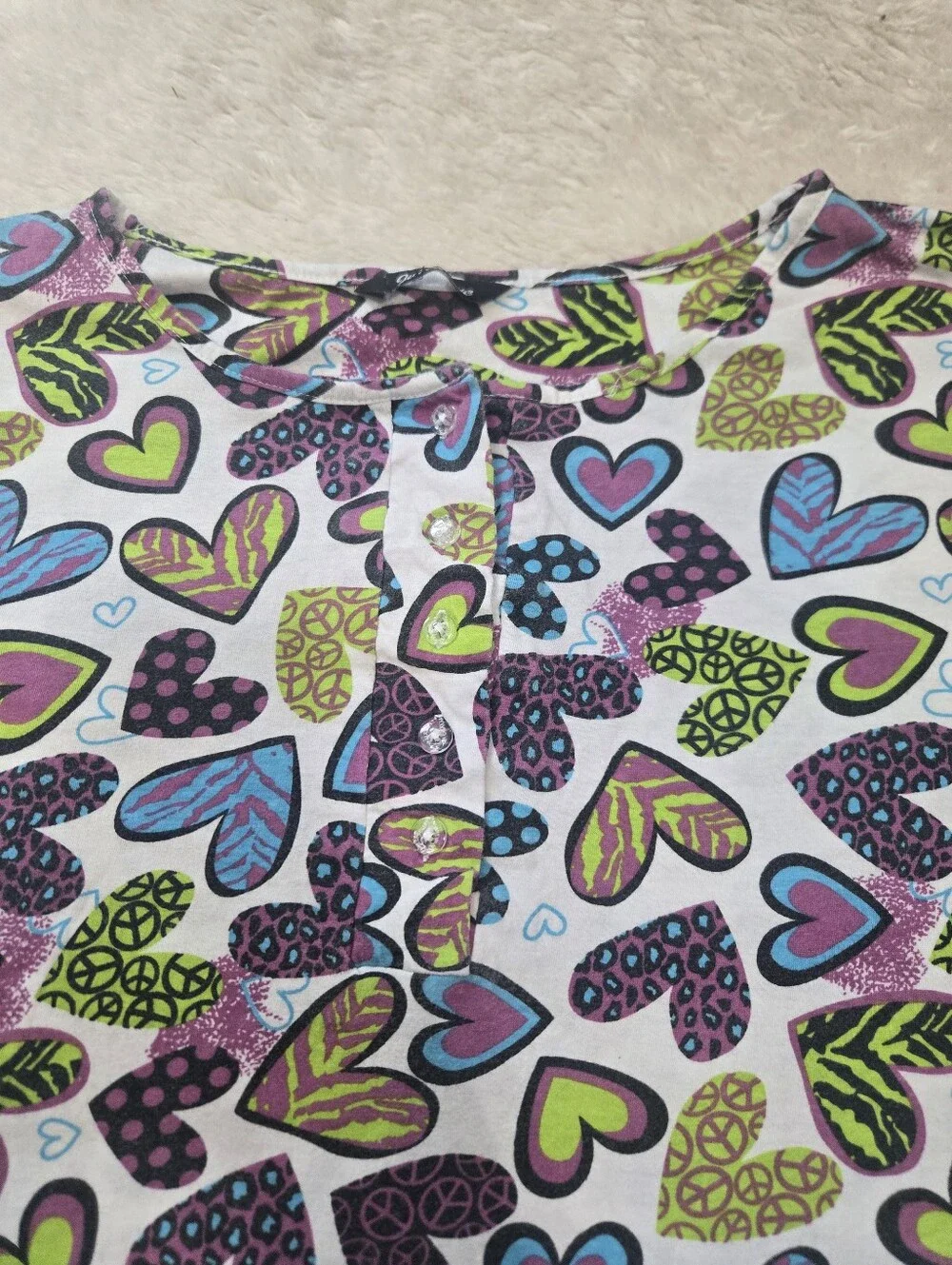 Just Love Rebel Hearts Whimsigoth Y2K Kidscore Sleep Shirt, 2X